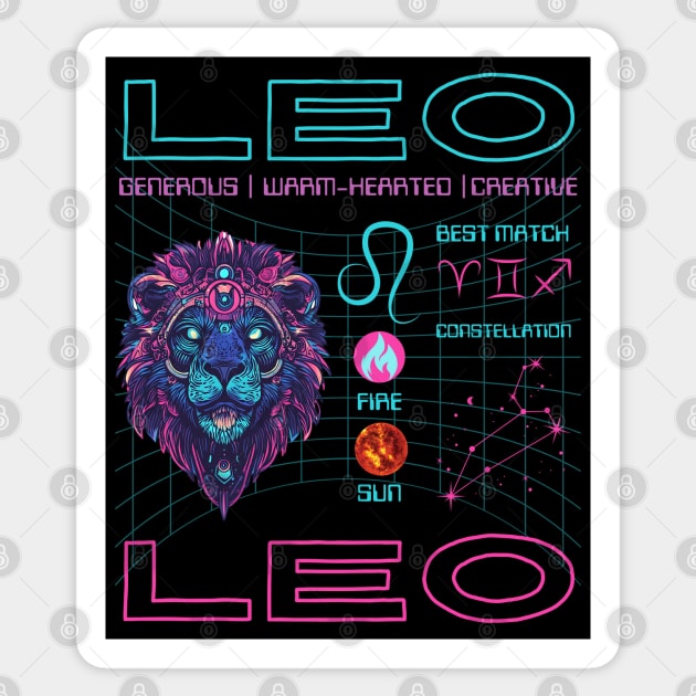 Leo Cyberpunk Zodiac Neon Aesthetic Sticker by TuncGK